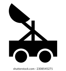 Catapult medieval siege ejection seat icon black color vector illustration image flat style