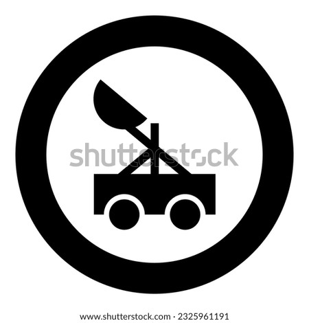 Catapult medieval siege ejection seat icon in circle round black color vector illustration image solid outline style