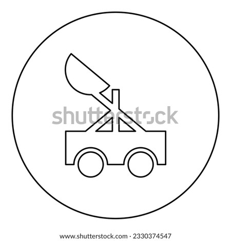 Catapult medieval siege ejection seat icon in circle round black color vector illustration image outline contour line thin style