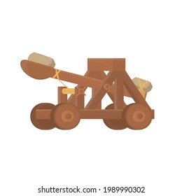 Catapult. Medieval catapult weapon, vector illustration