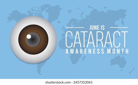 Cataract Awareness Month every year in June. Template for background, banner, card, poster with text inscription.