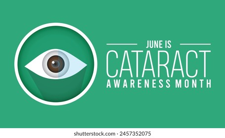 Cataract Awareness Month every year in June. Template for background, banner, card, poster with text inscription.