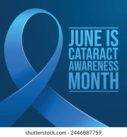 Cataract Awareness Month vector design template. cataract blue ribbon vector. ribbon vector. eps 10. flat design. 