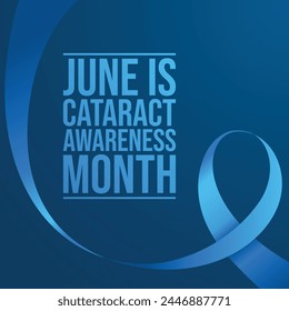 Cataract Awareness Month vector design template. cataract blue ribbon vector. ribbon vector. eps 10. flat design. 