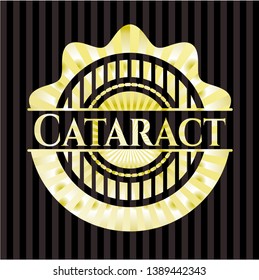 Cataract gold emblem or badge. Vector Illustration. Detailed.