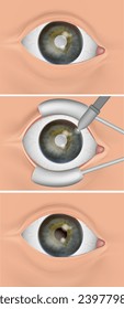 Cataract surgery, also called lens replacement surgery. The eye's natural lens replaced with an artificial intraocular lens (IOL)