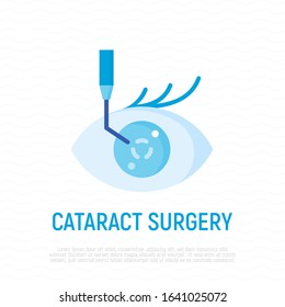 Cataract Surgery Flat Icon. Ophthalmology. Lasik Vision Correction. Modern Vector Illustration.