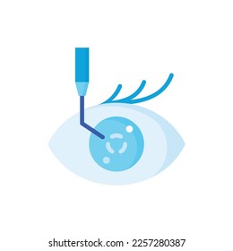 Cataract surgery flat icon. Ophthalmology. Lasik vision correction. Modern vector illustration.