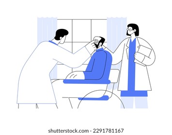 Cataract surgery recovery abstract concept vector illustration. Patient after cataract surgery operation, common eye procedures, ophthalmology sector, medicine industry abstract metaphor.