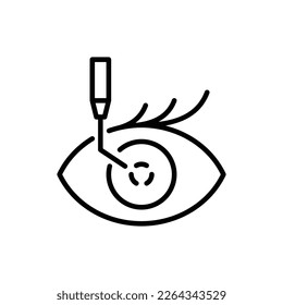 Cataract surgery thin line icon. Ophthalmology. Lasik vision correction. Modern vector illustration.