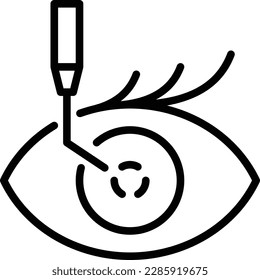 Icono de línea delgada de cirugía de cataratas. Oftalmología. Corrección de la visión de Lasik. Ilustración vectorial moderna.