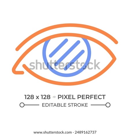Cataract two color line icon. Eye blindness. Vision medical condition. Blind eyesight. Optical healthcare bicolor outline symbol. Duotone linear pictogram. Isolated illustration. Editable stroke