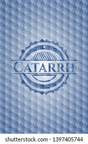 Catarrh blue badge with geometric pattern background. Vector Illustration. Detailed.