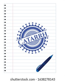 Catarrh draw (pen strokes). Blue ink. Vector Illustration. Detailed.