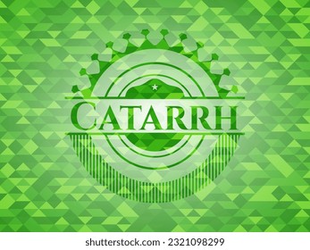 Catarrh green emblem with triangle mosaic background. Vector Illustration. Detailed. 