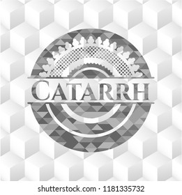 Catarrh grey badge with geometric cube white background