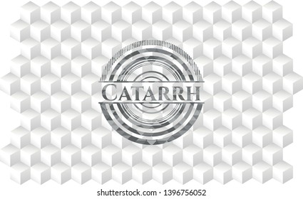 Catarrh grey emblem with geometric cube white background