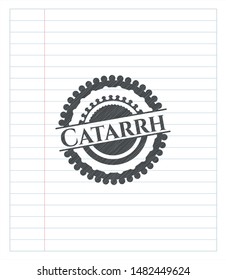 Catarrh is inflammation of a mucous membrane (drawn in pencil strokes). Vector Illustration. Detailed.