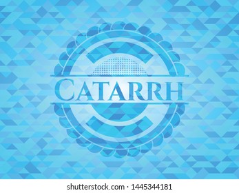 Catarrh light blue emblem with triangle mosaic background