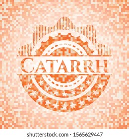 Catarrh orange tile background illustration. Square geometric mosaic seamless pattern with emblem inside.