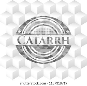 Catarrh realistic grey emblem with cube white background