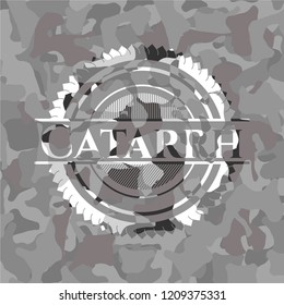 Catarrh written on a grey camouflage texture