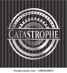 Catastrophe silvery emblem. Vector Illustration. Mosaic.
