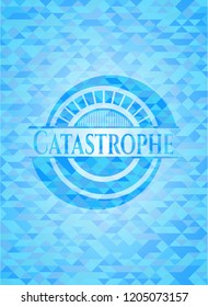 Catastrophe sky blue emblem with mosaic background