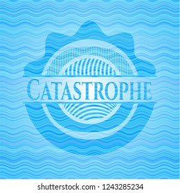 Catastrophe water wave concept style badge.