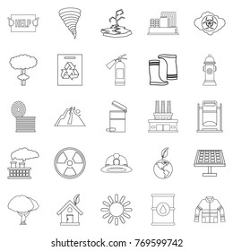 Catastrophic event icons set. Outline set of 25 catastrophic event vector icons for web isolated on white background