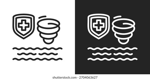 katastrophales Symbol in zeiliger Version auf schwarz-weißem Hintergrund