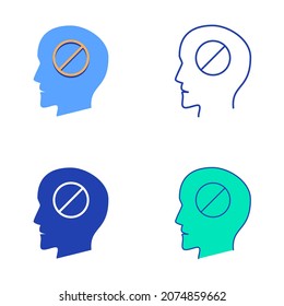 Catatonia syndrome icon set in flat and line style. Mental disorder symbol. Vector illustration.