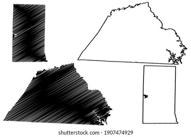 Catawba and Alamance County, North Carolina State (U.S. county, United States of America) map vector illustration, scribble sketch map