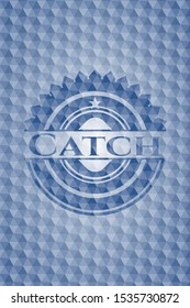 Catch blue emblem with geometric background. Vector Illustration. Detailed.
