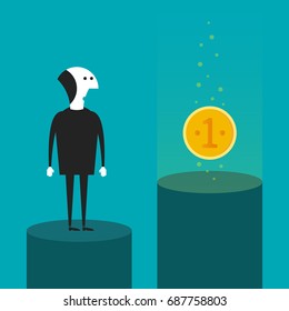 Catch the coin computer game style vector scene