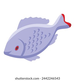 Catch fish icon isometric vector. Fishing hobby. Seafood angling industry