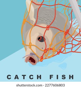 Catch Fish Net Basket vector