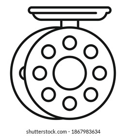 Catch fishing reel icon. Outline catch fishing reel vector icon for web design isolated on white background