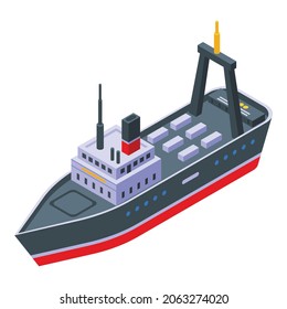 Catch fishing ship icon. Isometric of catch fishing ship vector icon for web design isolated on white background