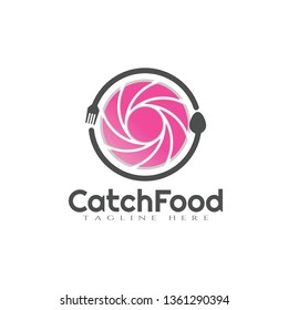 Catch Food vector logo design, spoon and fork combination , illustration element