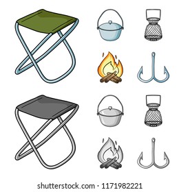 Catch, hook, mesh, caster .Fishing set collection icons in cartoon,monochrome style vector symbol stock illustration web.