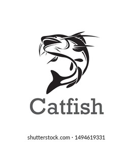 catch Jump fishing catfish logo design template inspiration