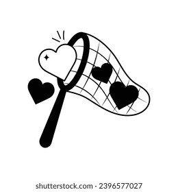 Dibujar el contorno vectorial del doodle de amor de captura Sticker. archivo EPS 10
