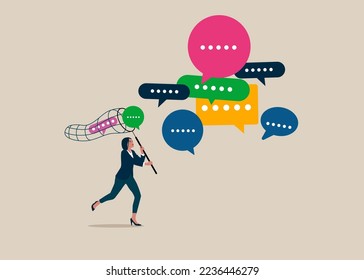 Catch up meeting summary, customer opinion, conversation, effective communication message and conversation. Flat modern vector illustration. 