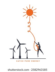 Catch Pure Energy: Minimalist Eco Art for Renewable Energy Enthusiasts.