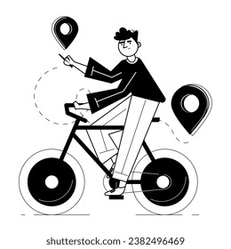 Catch a sight of cycle location glyph illustration 