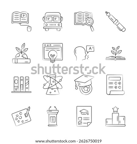 Catch a sight of premium collection depicting school hand drawn icons