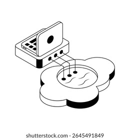 Vea este increíble icono isométrico que muestra el almacenamiento en la nube de la computadora portátil