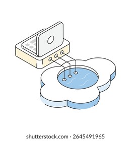 Veja este incrível ícone isométrico mostrando o armazenamento em nuvem do laptop