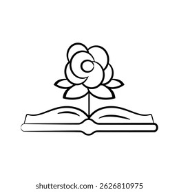 Catch a sight of this beautiful doodle icon of scripture book with flower